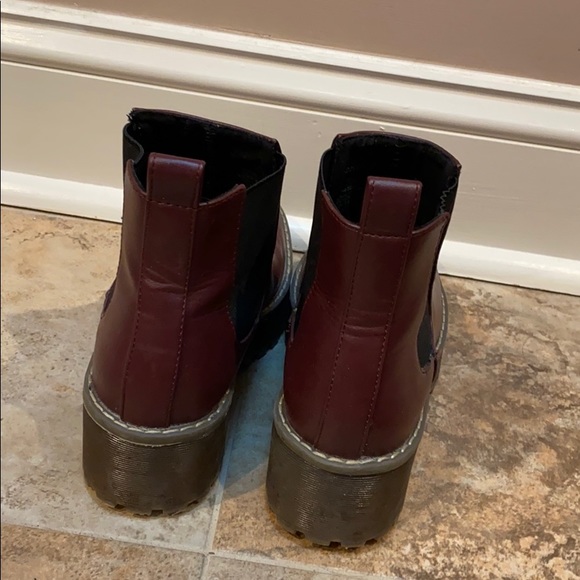 Chunky Maroon Platform Boots Size 36/6 - Picture 3 of 3